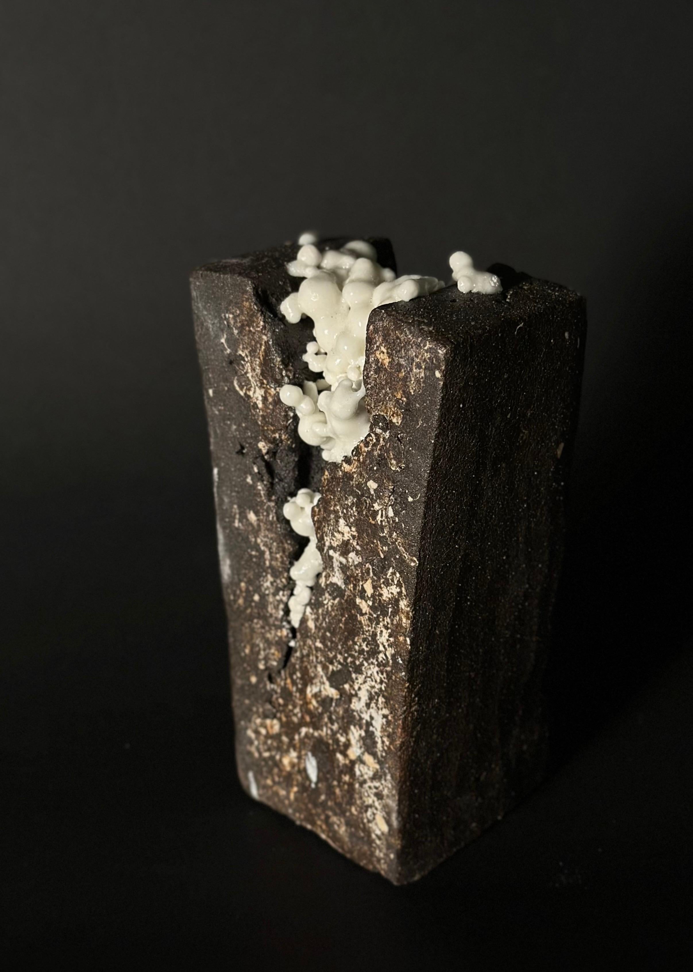 American Ceramic black and white geometrical organic mini sculpture For Sale