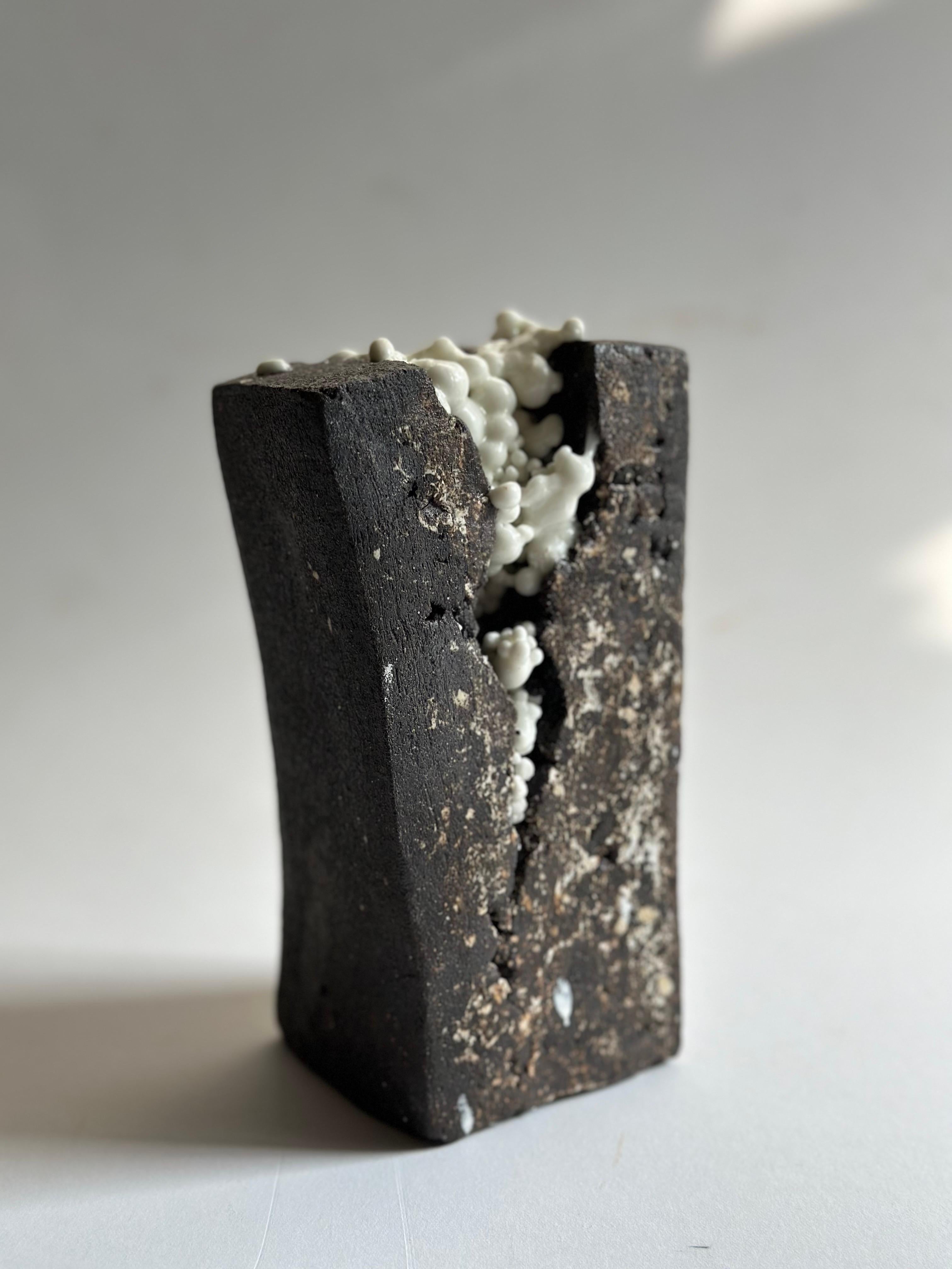 Ceramic black and white geometrical organic mini sculpture For Sale 2