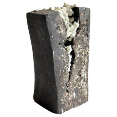 Ceramic black and white geometrical organic mini sculpture