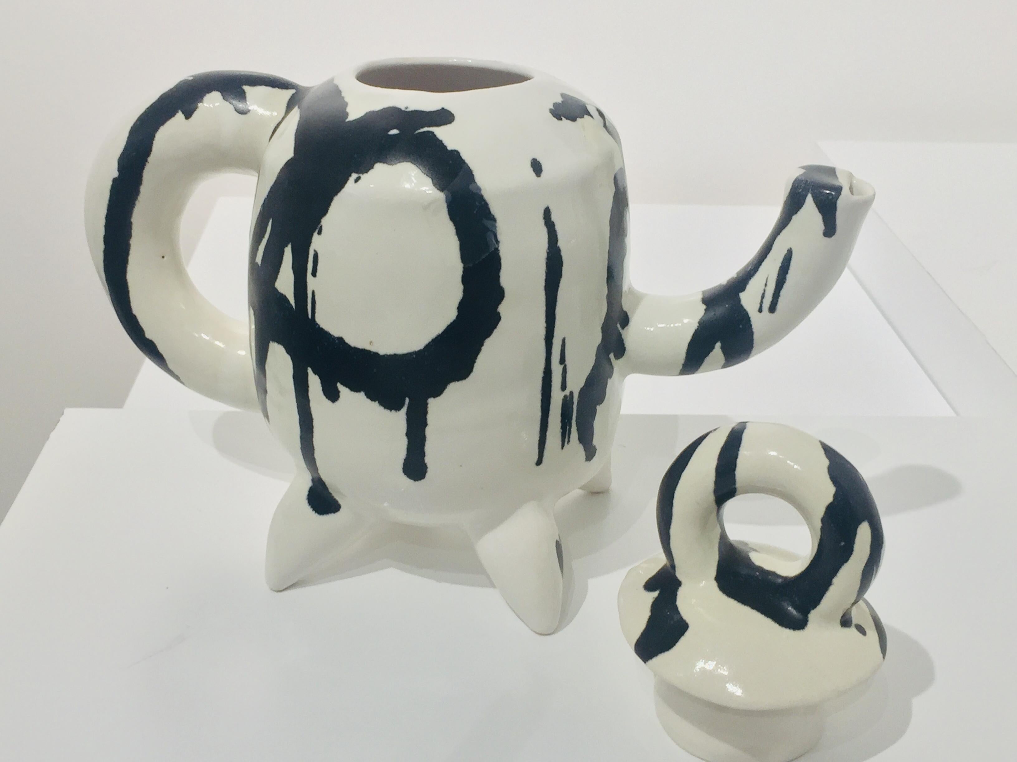 Ceramic Black Brushstroke Teapot 1