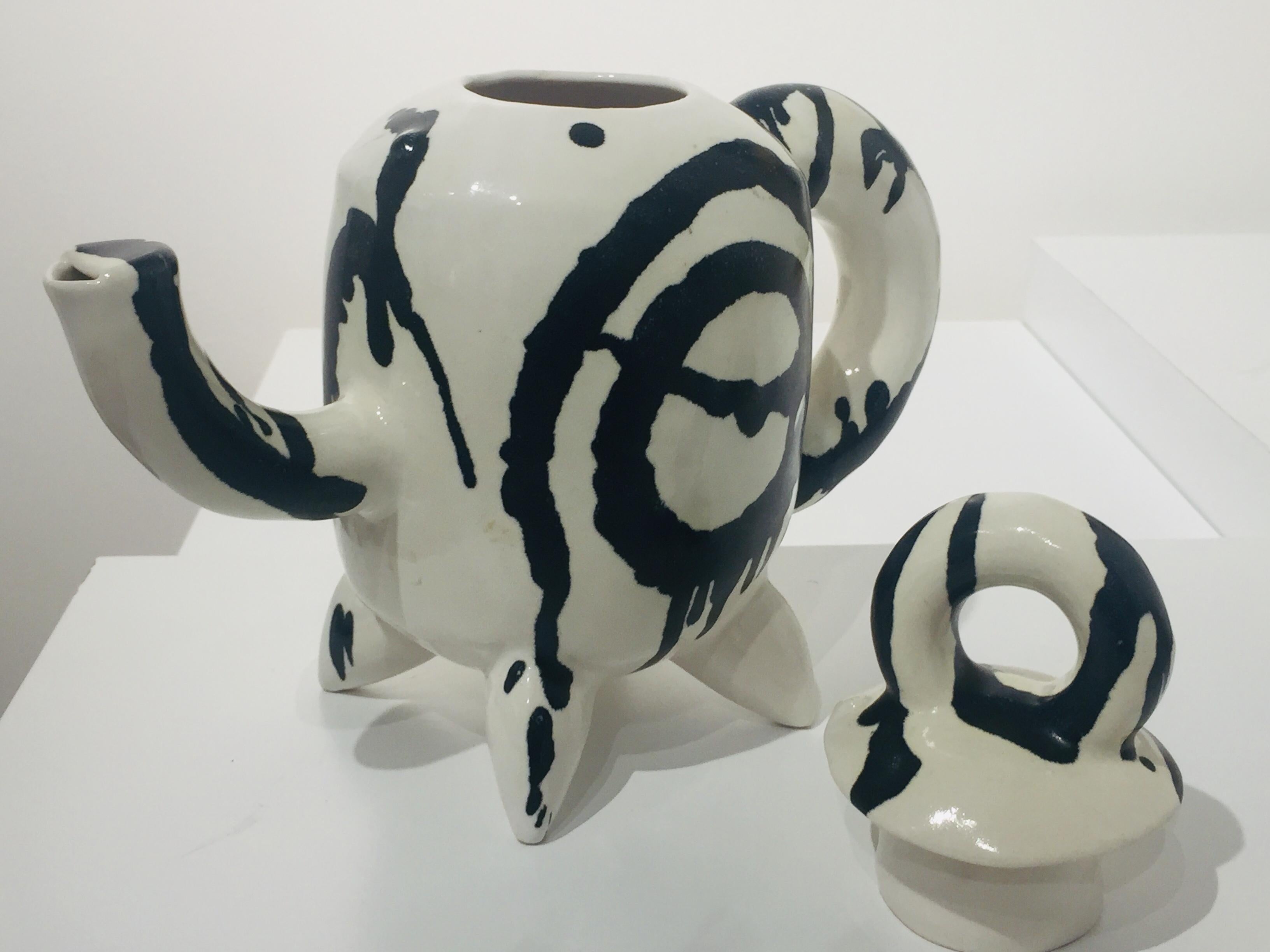 Ceramic Black Brushstroke Teapot 2