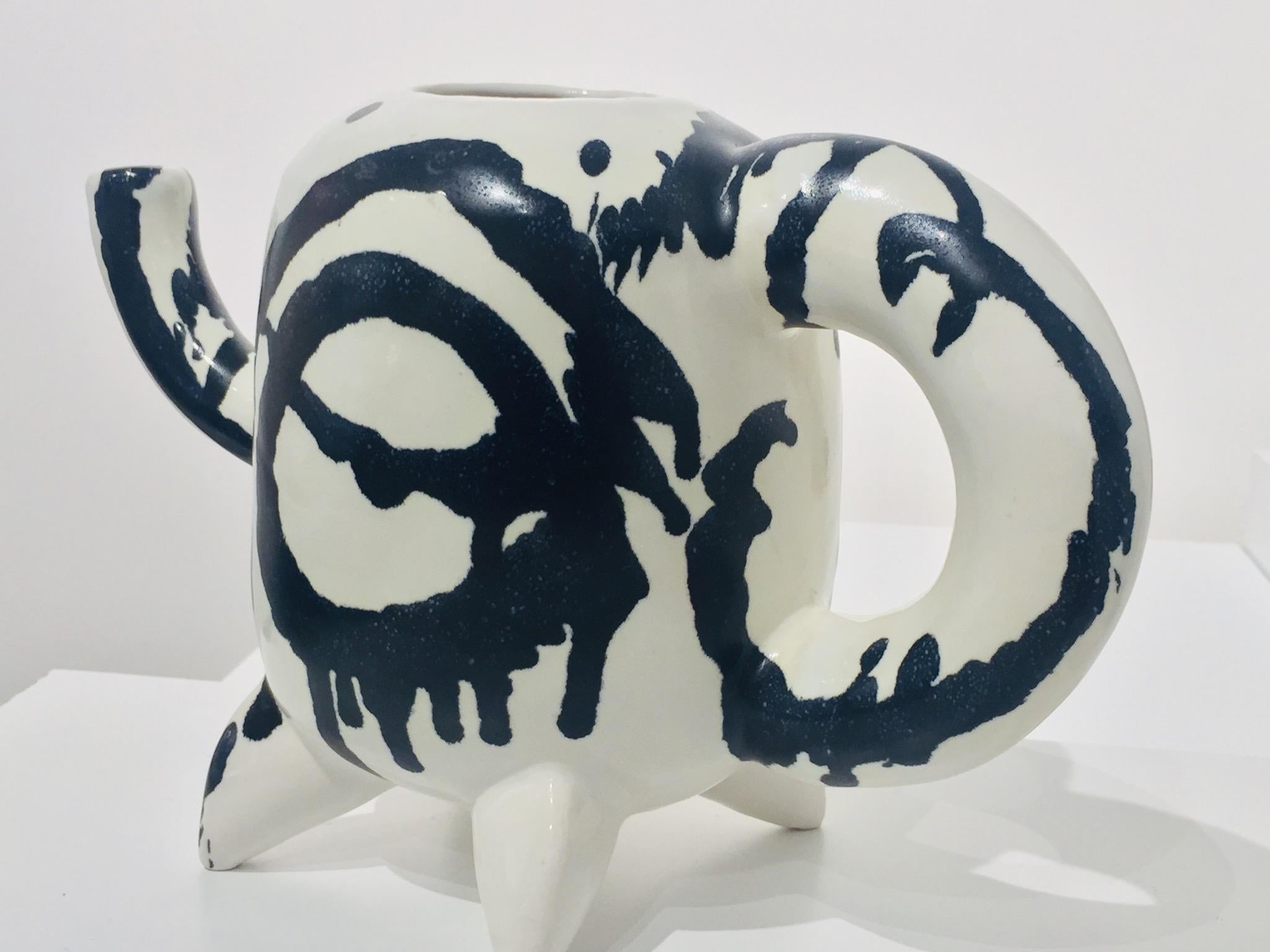 Ceramic Black Brushstroke Teapot 3