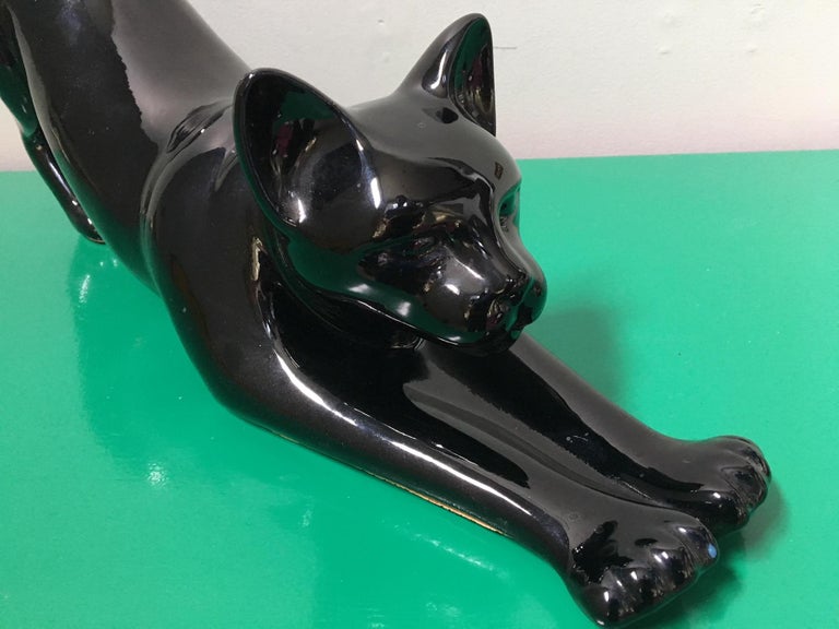 Ceramic Black Cat Sculpture by Vanguard at 1stDibs