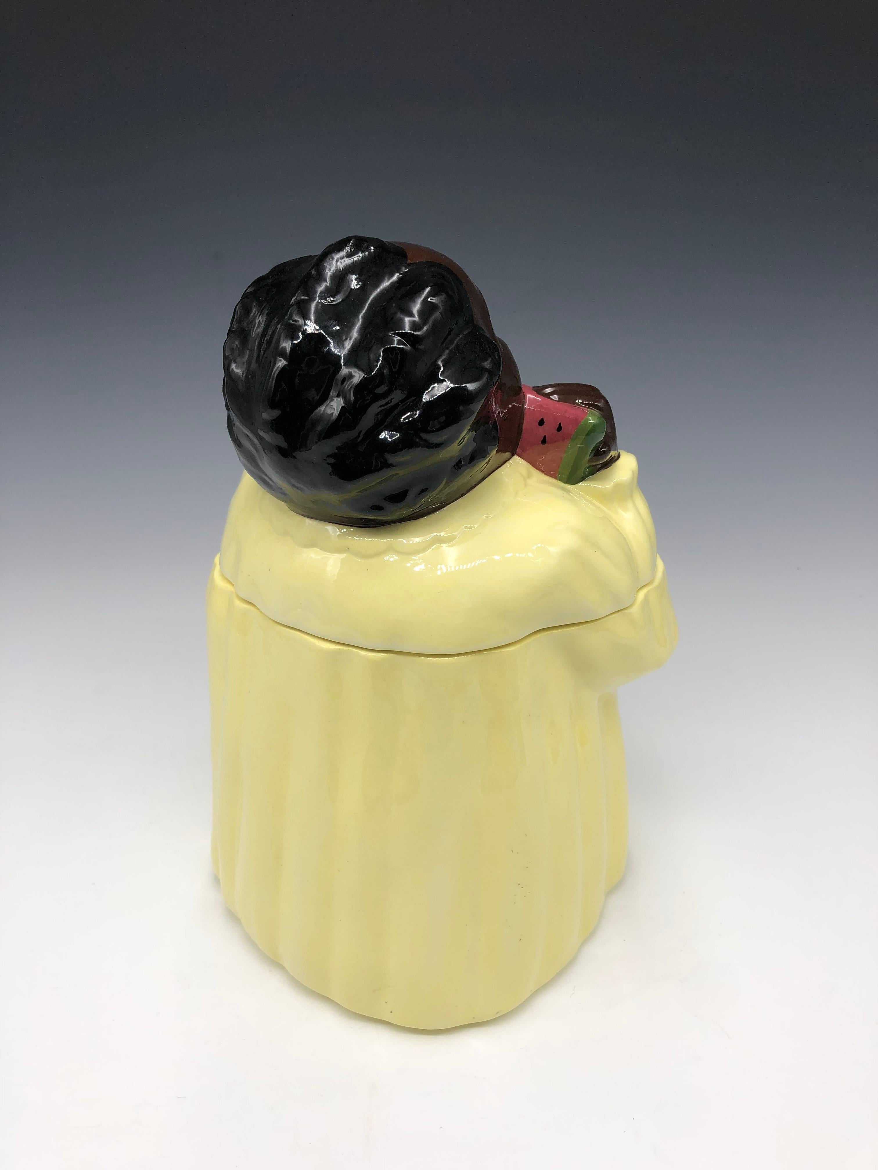 Américain Jarre à biscuits en céramique avec figure noire par Carol Bifford, édition limitée #148 en vente
