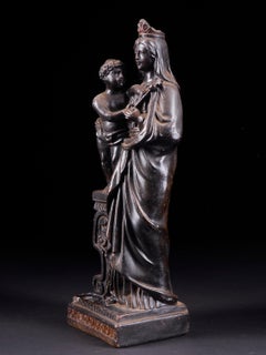 Ceramic Black Virgin Mary and Child Statue Notre-Dame Des Recollets Verviers
