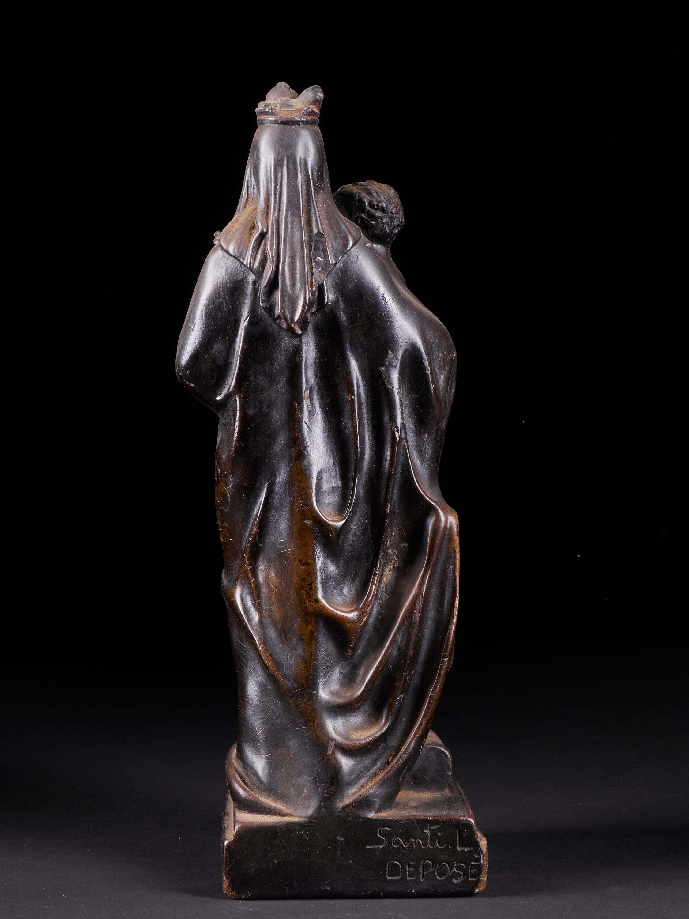 Ceramic Black Virgin Mary and Child Statue Notre-Dame Des Recollets Verviers In Good Condition In Leuven , BE