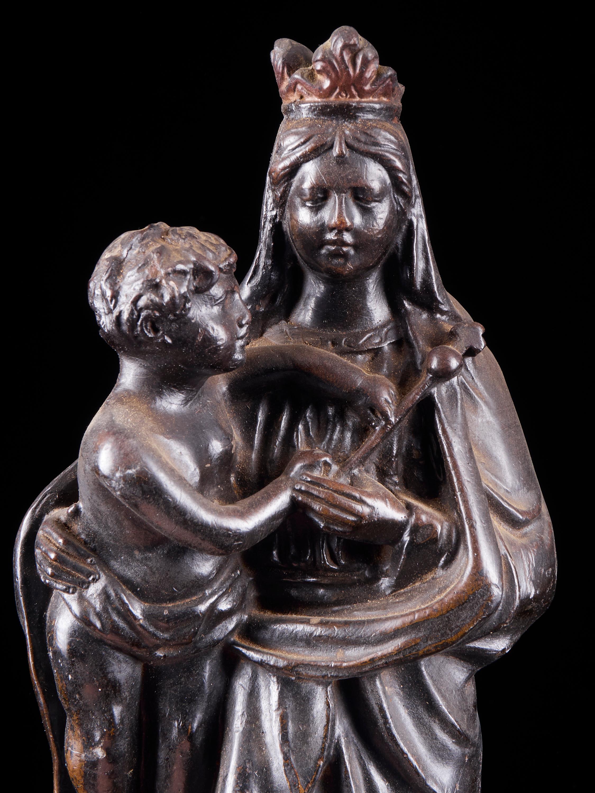 Ceramic Black Virgin Mary and Child Statue Notre-Dame Des Recollets Verviers 3