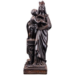 Ceramic Black Virgin Mary and Child Statue Notre-Dame Des Recollets Verviers