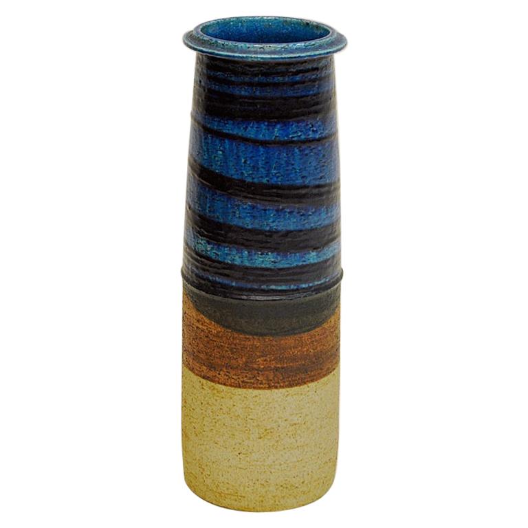 Ceramic Blue and Brown Vase by Inger Persson for Rörstrand, Sweden, 1960s