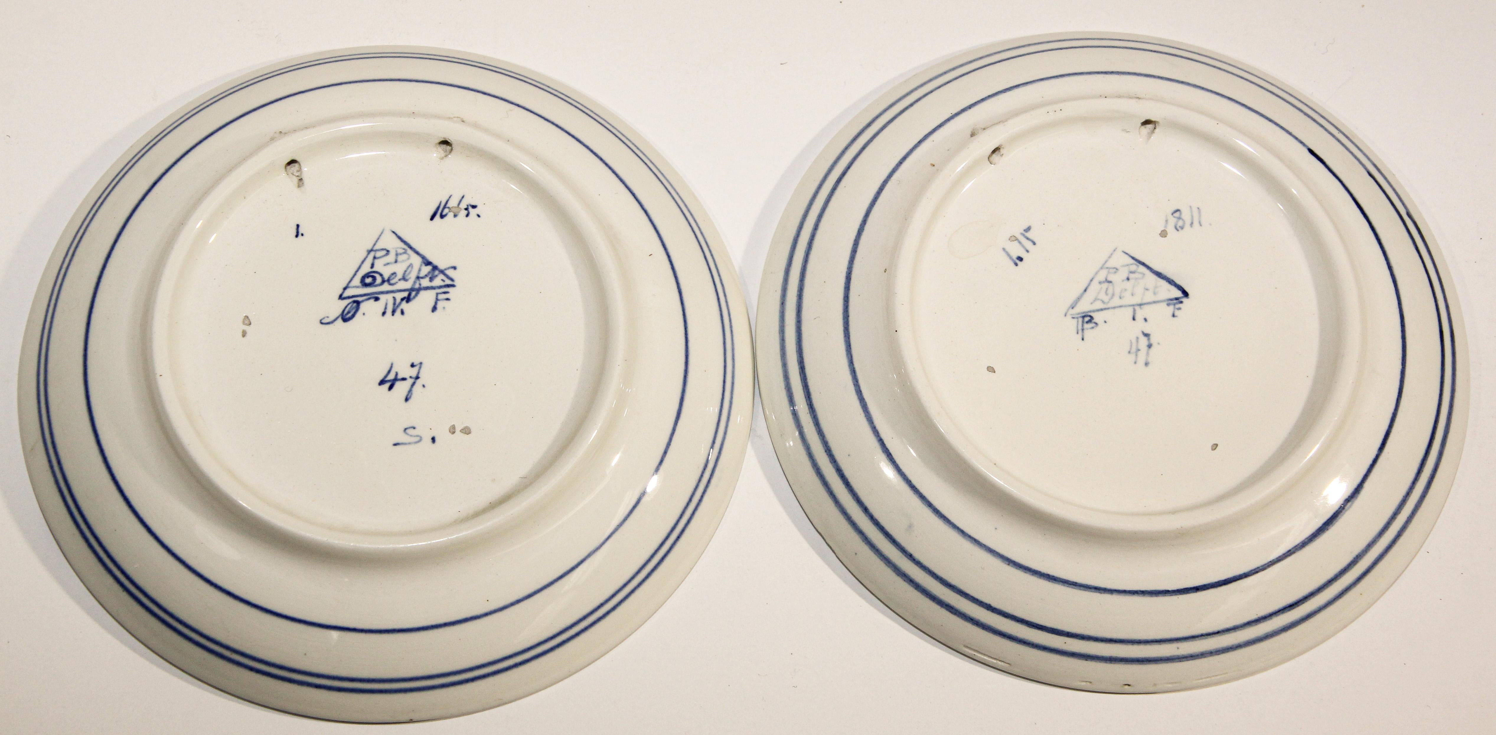 Ceramic Blue and White Dutch Boch Delft Plates 3