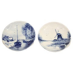 Ceramic Blue and White Dutch Boch Delft Plates