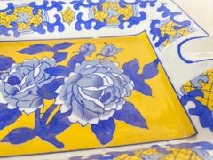 Ceramic Blue and Yellow Ashtray or Vide Poche Circa 1960 Italy