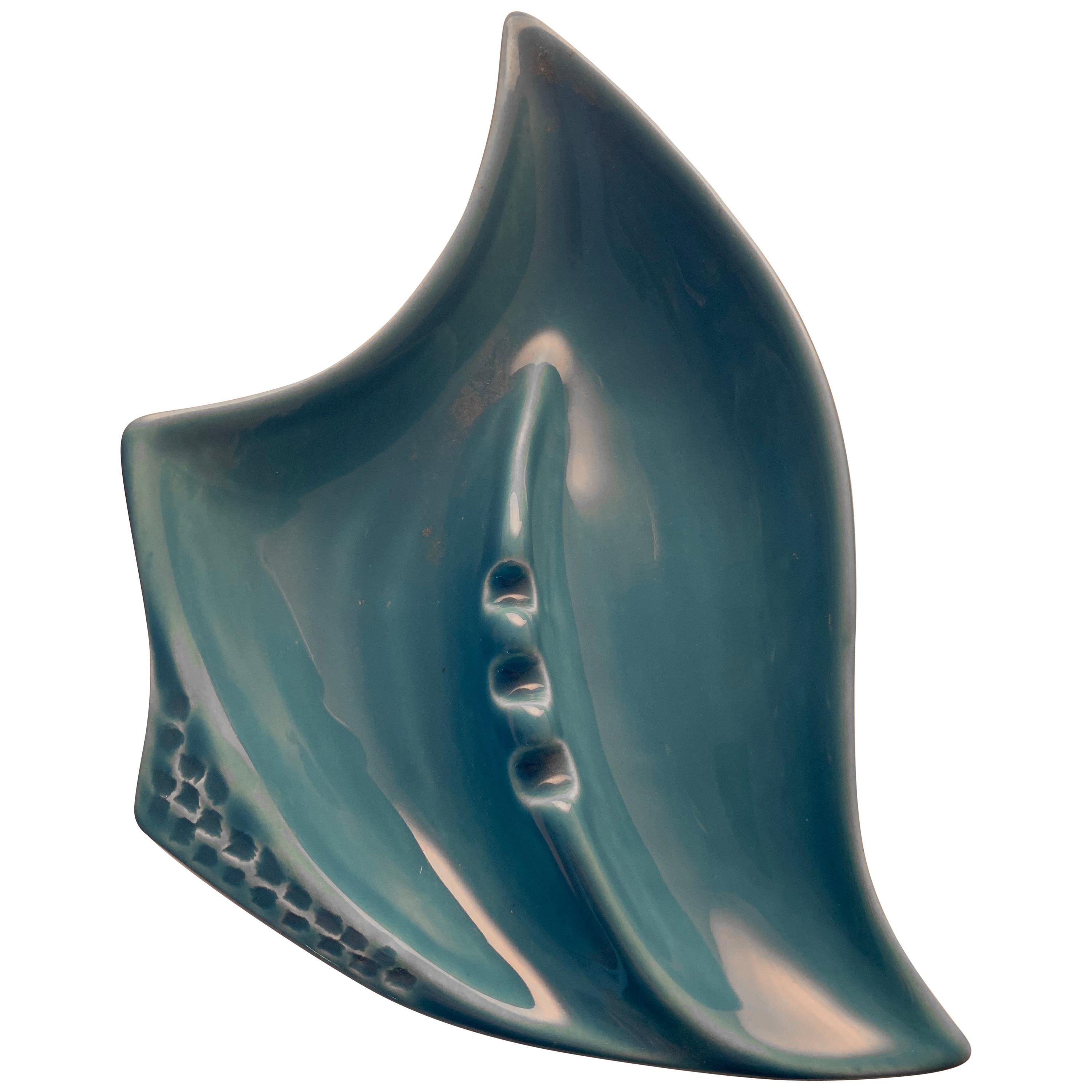 Ceramic Blue Ashtray by Artists Sarah Crowner, Vagina-Shaped, 2017 For Sale