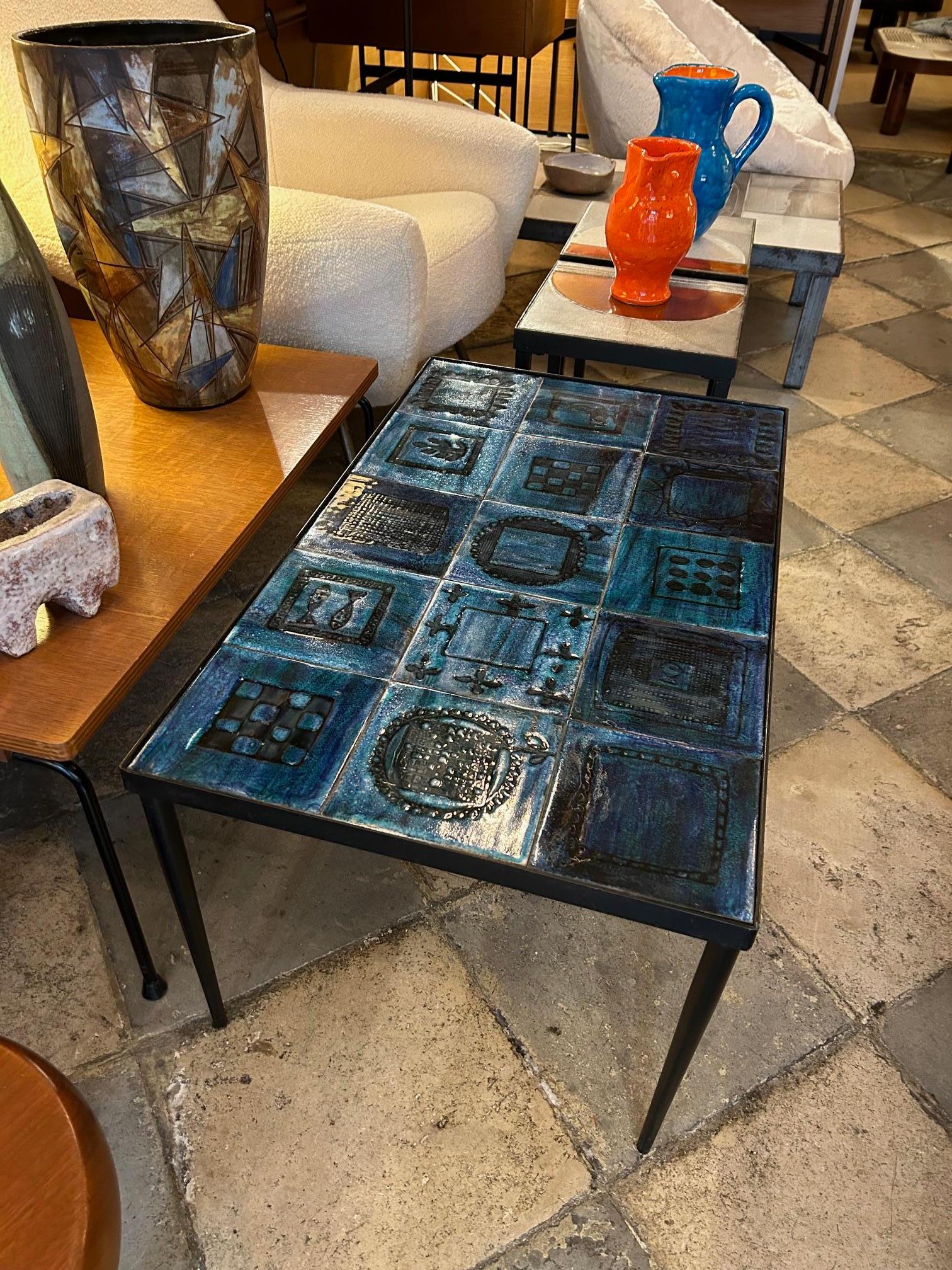 ceramic coffee table by Cloutier, 1960's