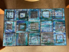 Table basse bleue de Cloutier, France, années 1960