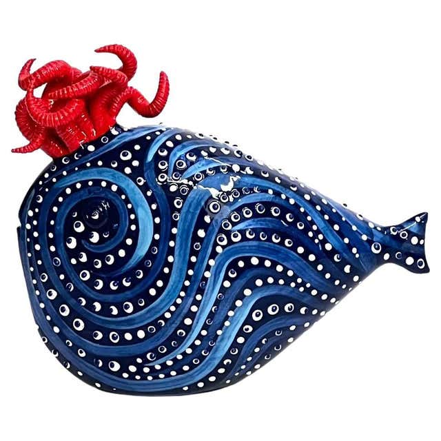 Chagall Fish Large Porcelain Surrealist Fish Sculpture by Mangani for Oggetti For ...