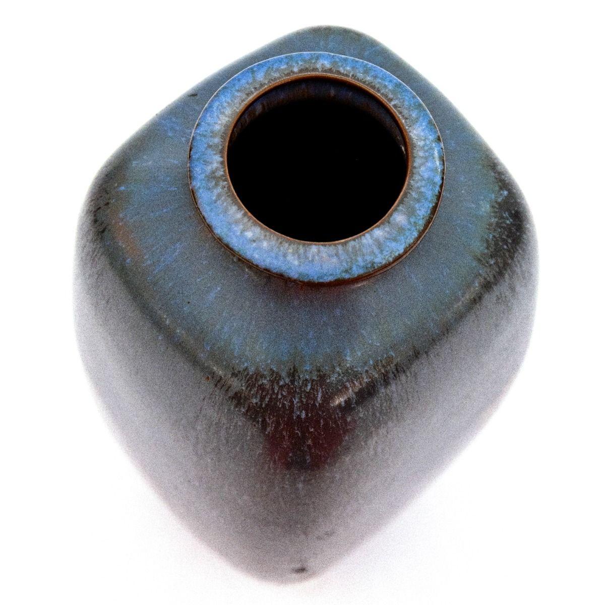 XX secolo Vaso in ceramica smaltata blu di Knapstrup Danimarca in vendita