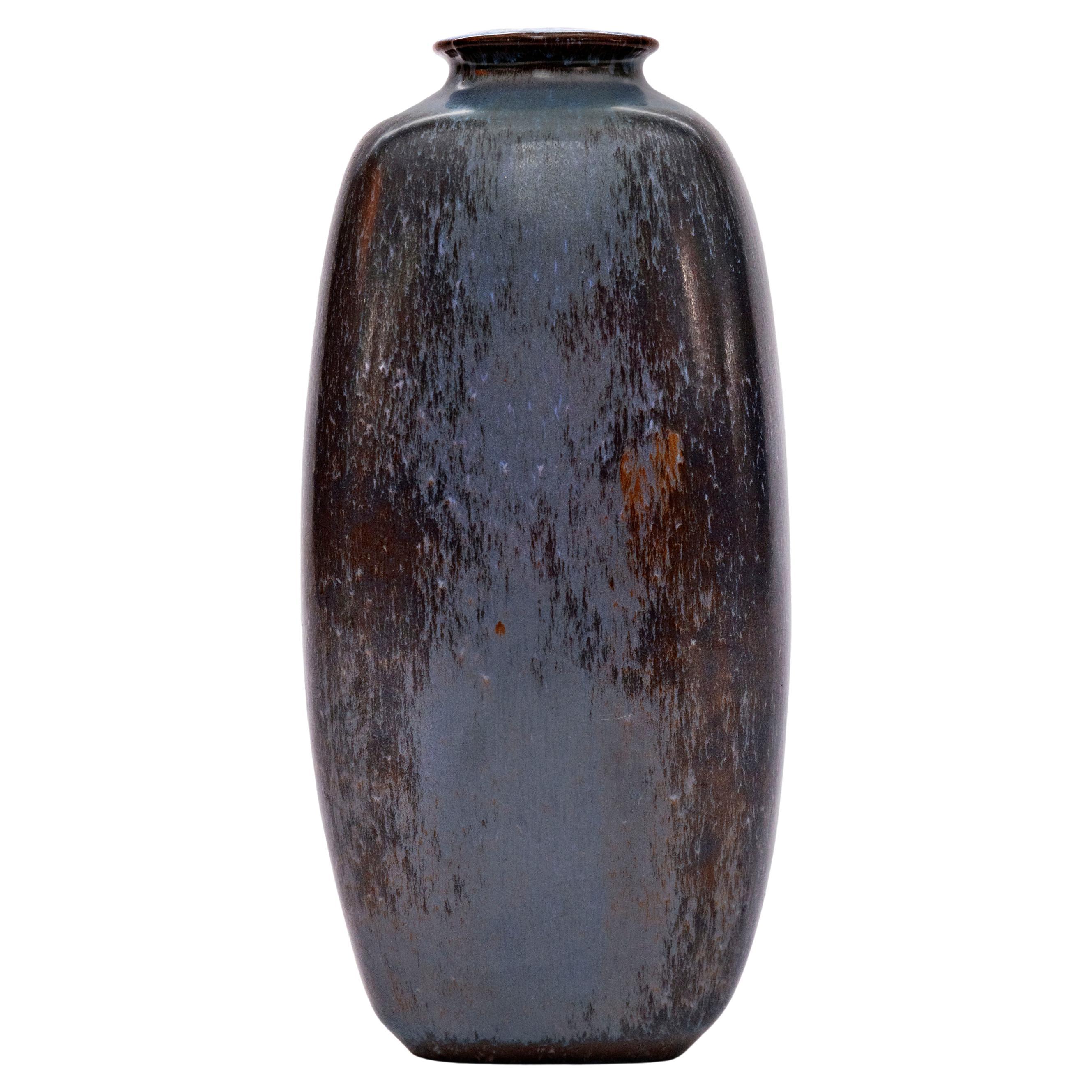 Vaso in ceramica smaltata blu di Knapstrup Danimarca