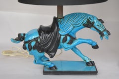 Ceramic Blue Horse Table Lamps