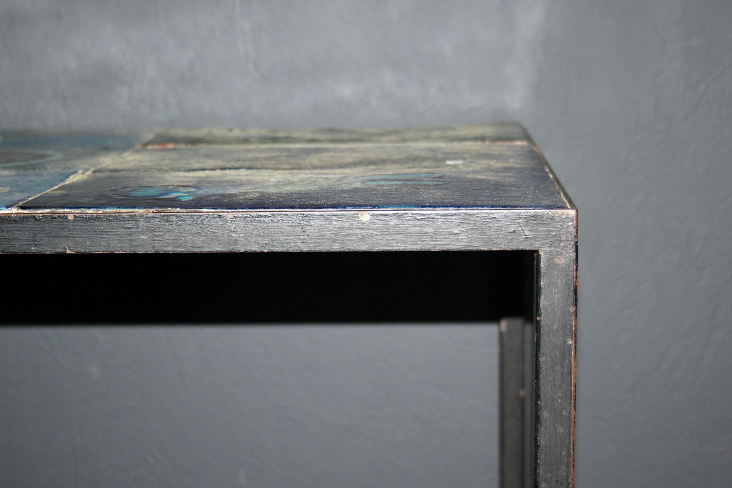 Ceramic and metal side table , little damage see photo