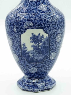 Ceramic Blue Vase by Franz Anton Mehlem, 19th Century