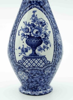 Ceramic Blue Vase by Franz Anton Mehlem, 19th Century