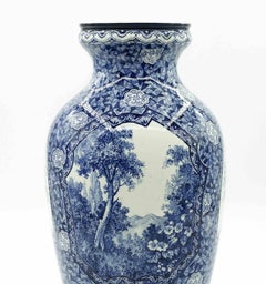Ceramic Blue Vase by Franz Anton Mehlem, 19th Century