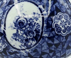 Ceramic Blue Vase by Franz Anton Mehlem, 19th Century