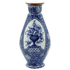 Ceramic Blue Vase by Franz Anton Mehlem, 19th Century Ceramic Blue Vase by Franz Anton Mehlem, 19th Century