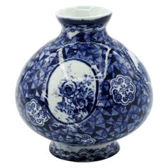 Ceramic Blue Vase by Franz Anton Mehlem, 19th Century
