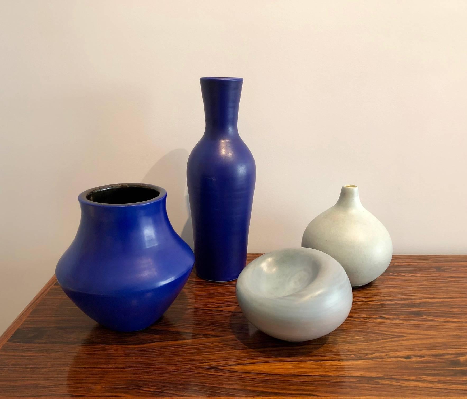 Mid-20th Century Ceramic Blue Vase by Suzanne Ramie, Atelier Madoura, Vallauris 1950's
