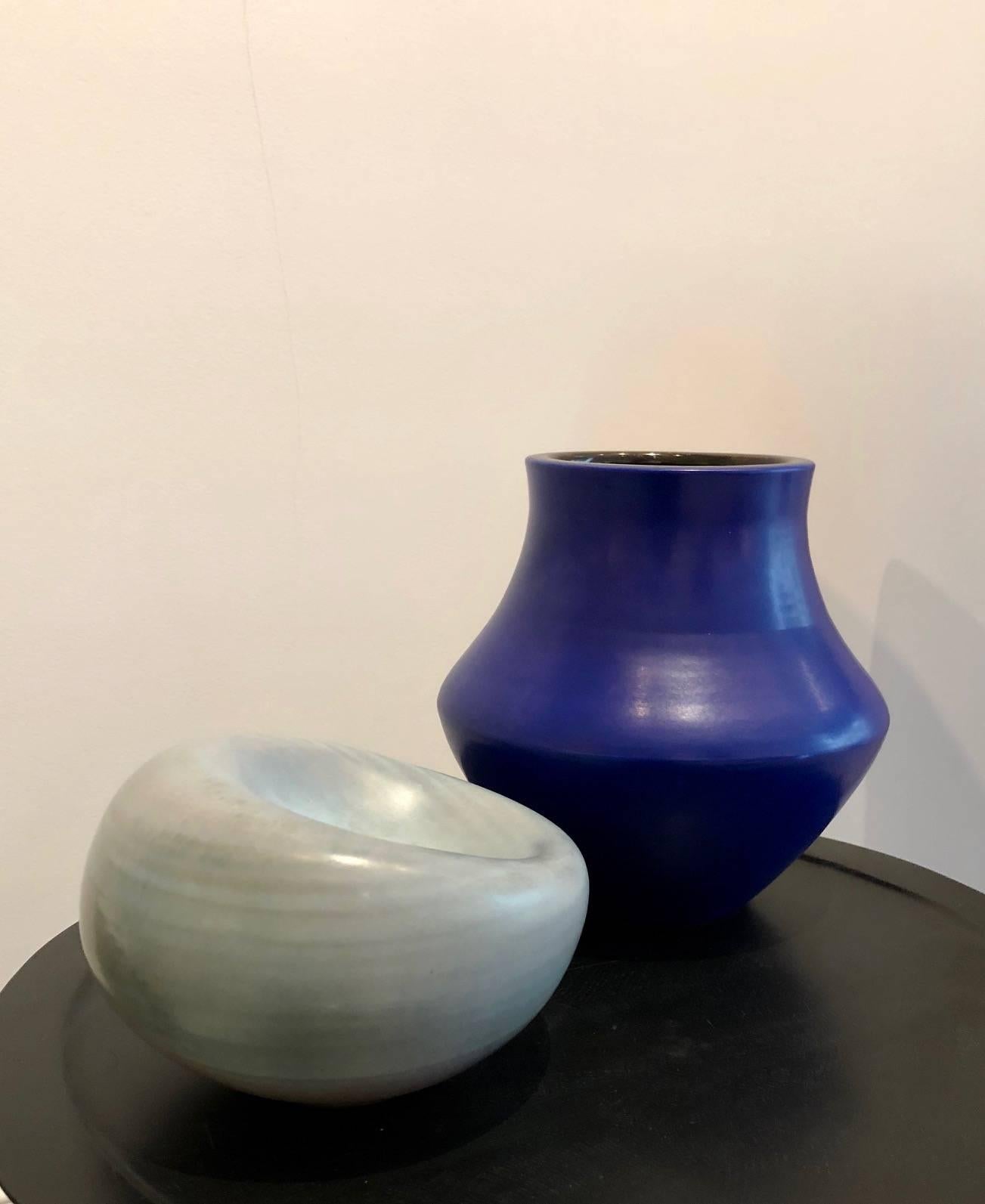 Ceramic Blue Vase by Suzanne Ramie, Atelier Madoura, Vallauris 1950's 1
