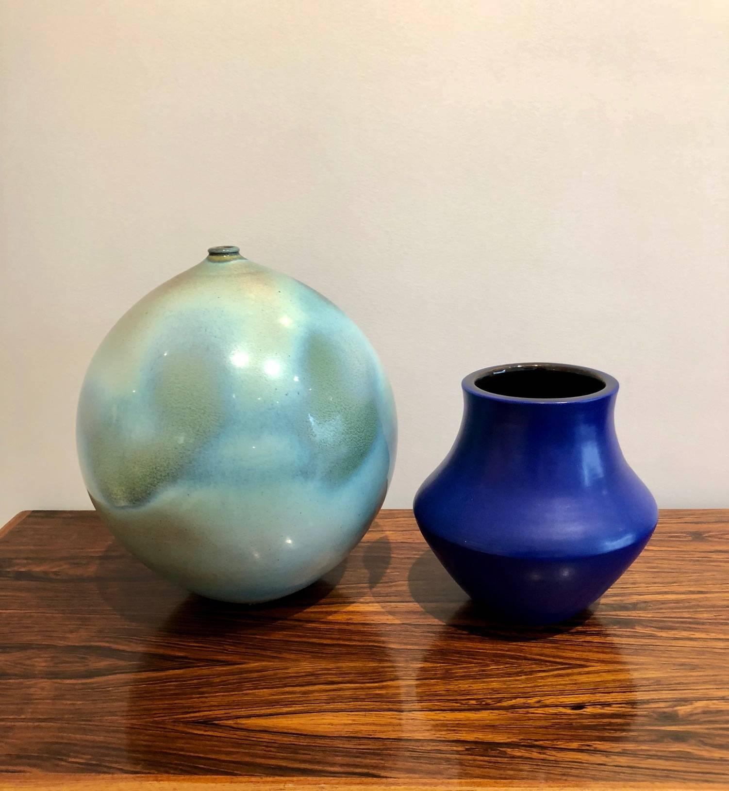 Ceramic Blue Vase by Suzanne Ramie, Atelier Madoura, Vallauris 1950's 2