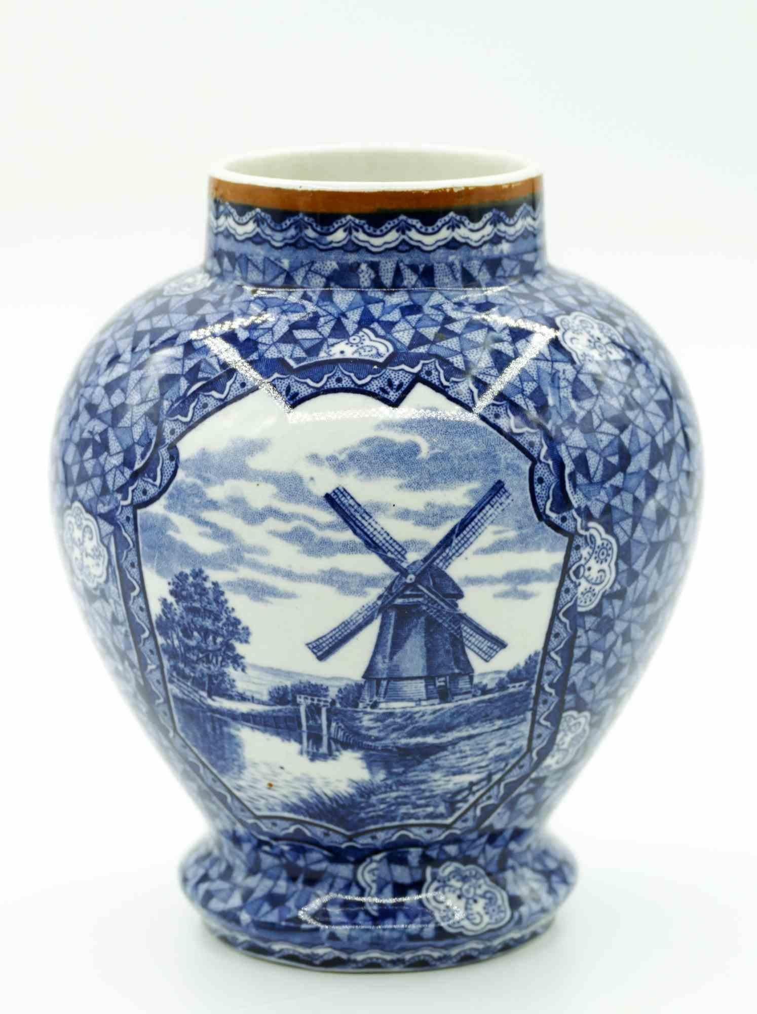 Vaso blu in ceramica di Villeroy & Boch, XIX secolo In condizioni buone in vendita a Roma, IT