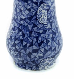 Ceramic Blue Vase with Castles by Franz Anton Mehlem, 19th Century