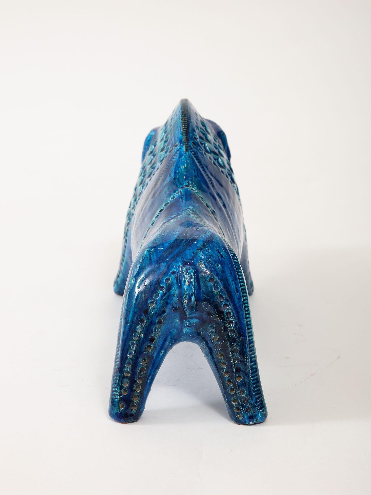Bouclier en céramique d'Aldo Londi pour Bitossi en « bleu Rimini », Italie, vers 1960 en vente 6