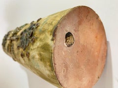 Ceramic Bottle Brown Color, with Flower Decoration Pattern, France, 1960