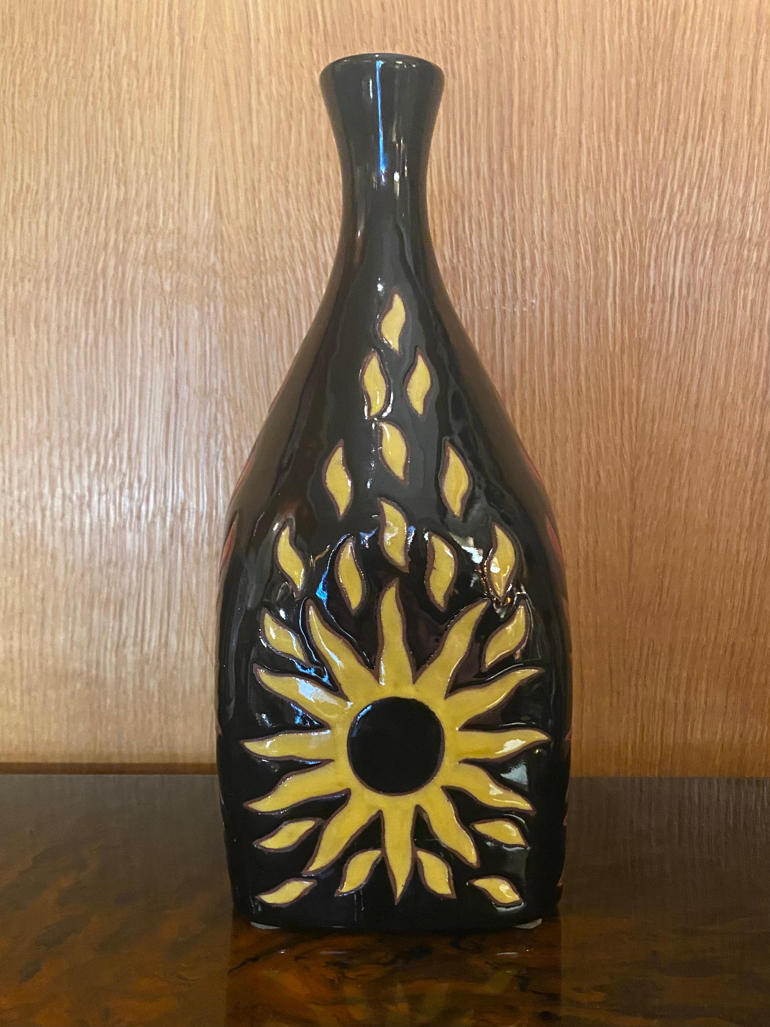 Ceramic Bottle by Jean Picart Le Doux, Sant Vicens, France, 1960s.
