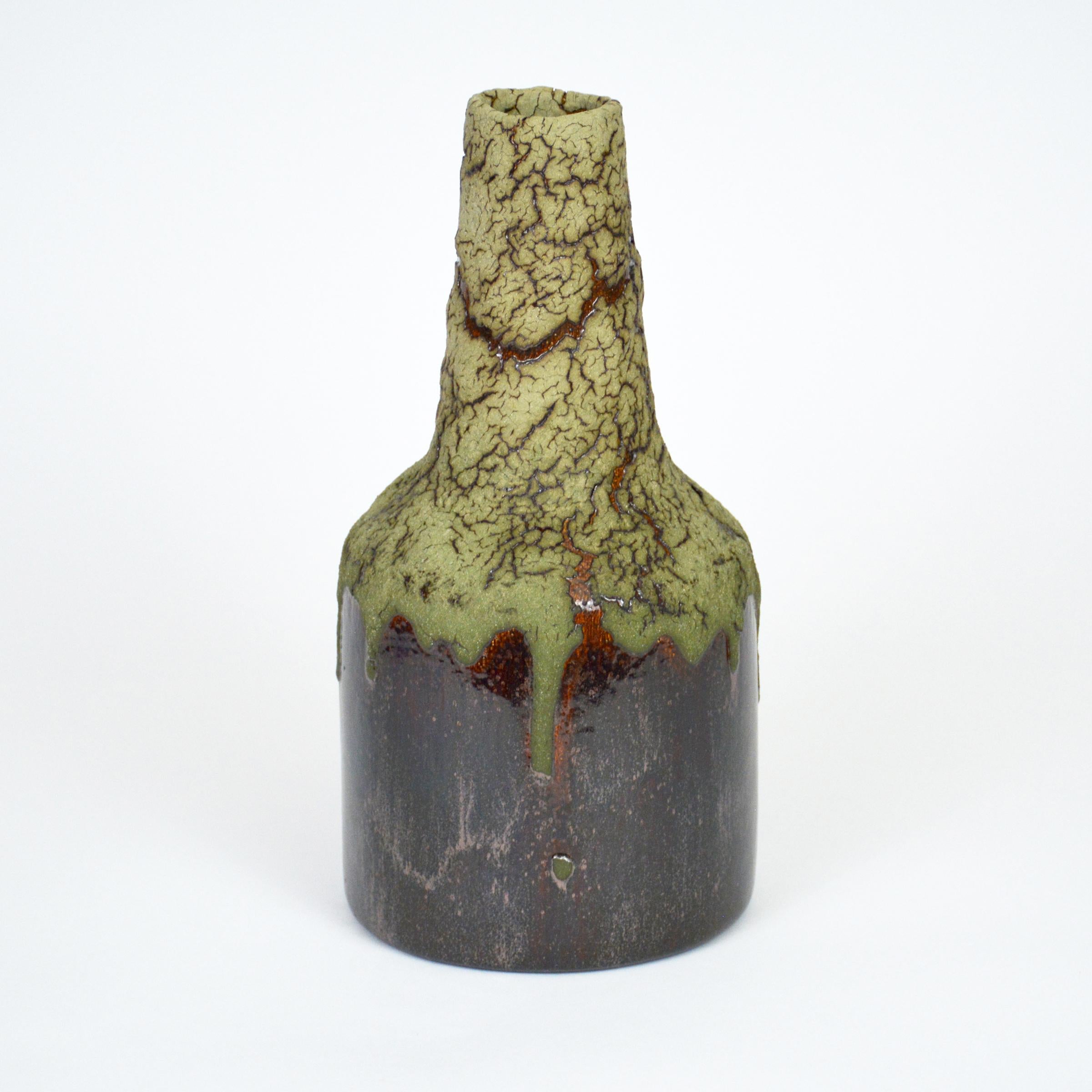 American Ceramic Bottle, Decorative Vase by William Edwards  Mid-Century Modern For Sale