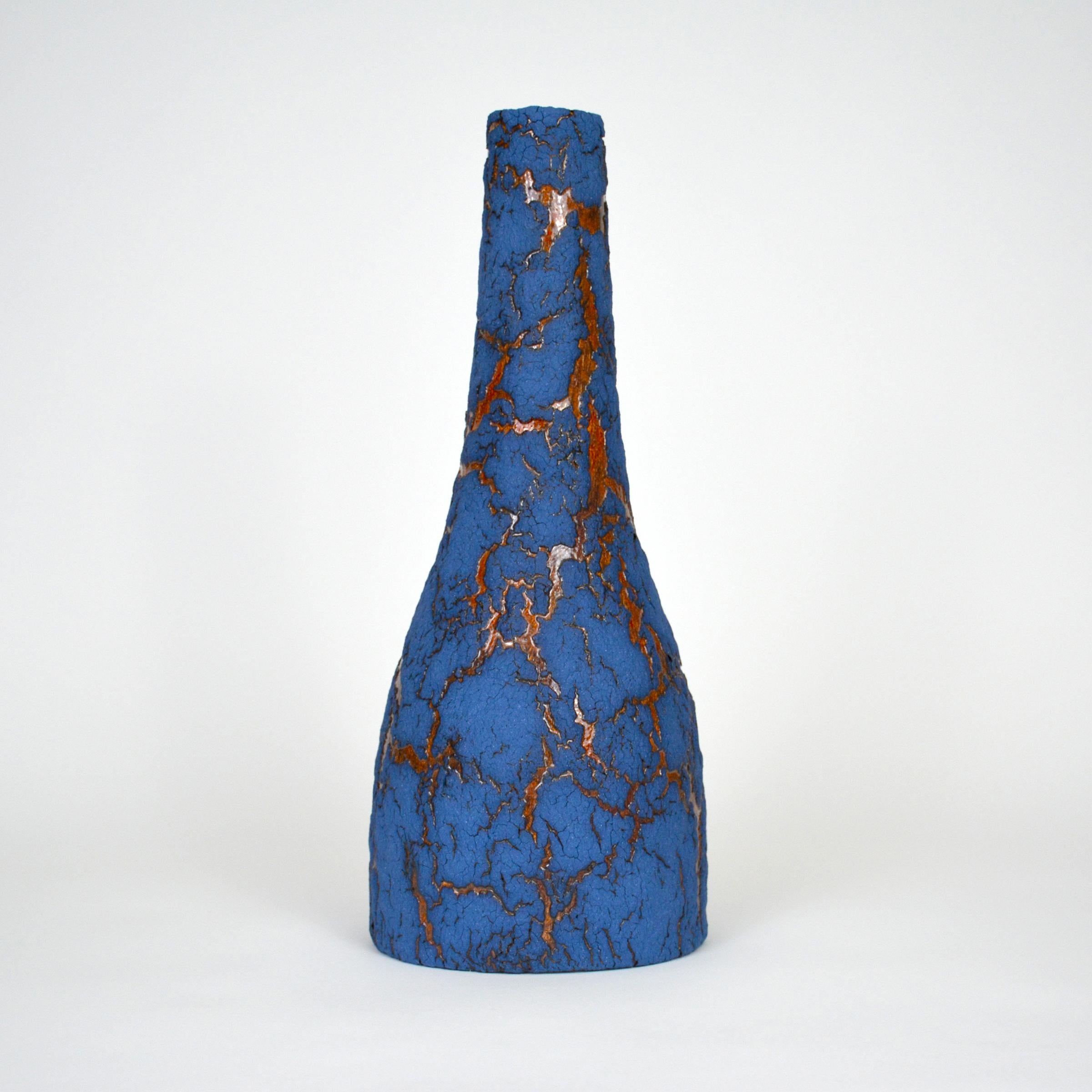 Glazed Ceramic Bottle, Decorative Vase by William Edwards   Mid-Century Modern For Sale