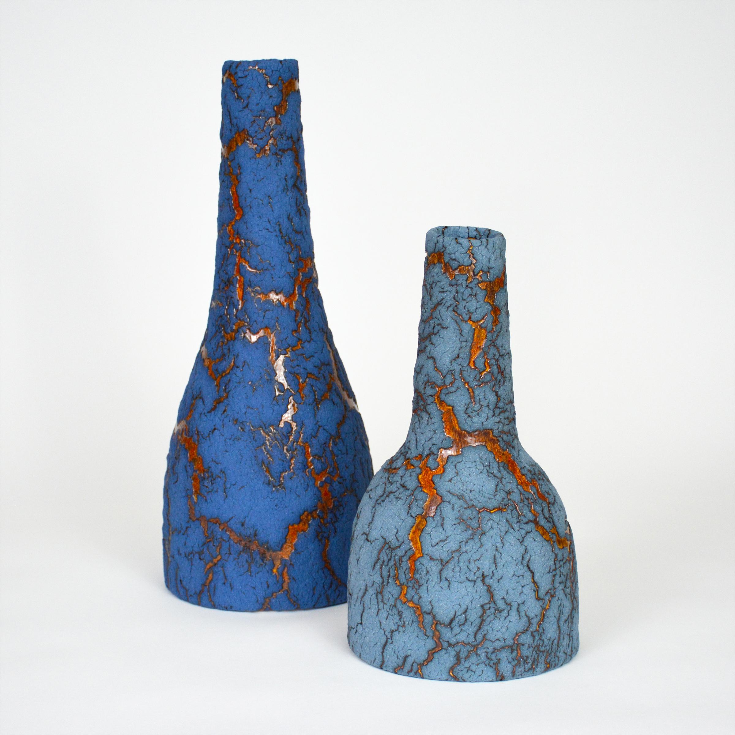 Glazed Ceramic Bottle, Decorative Vase by William Edwards.  Mid-Century Modern For Sale