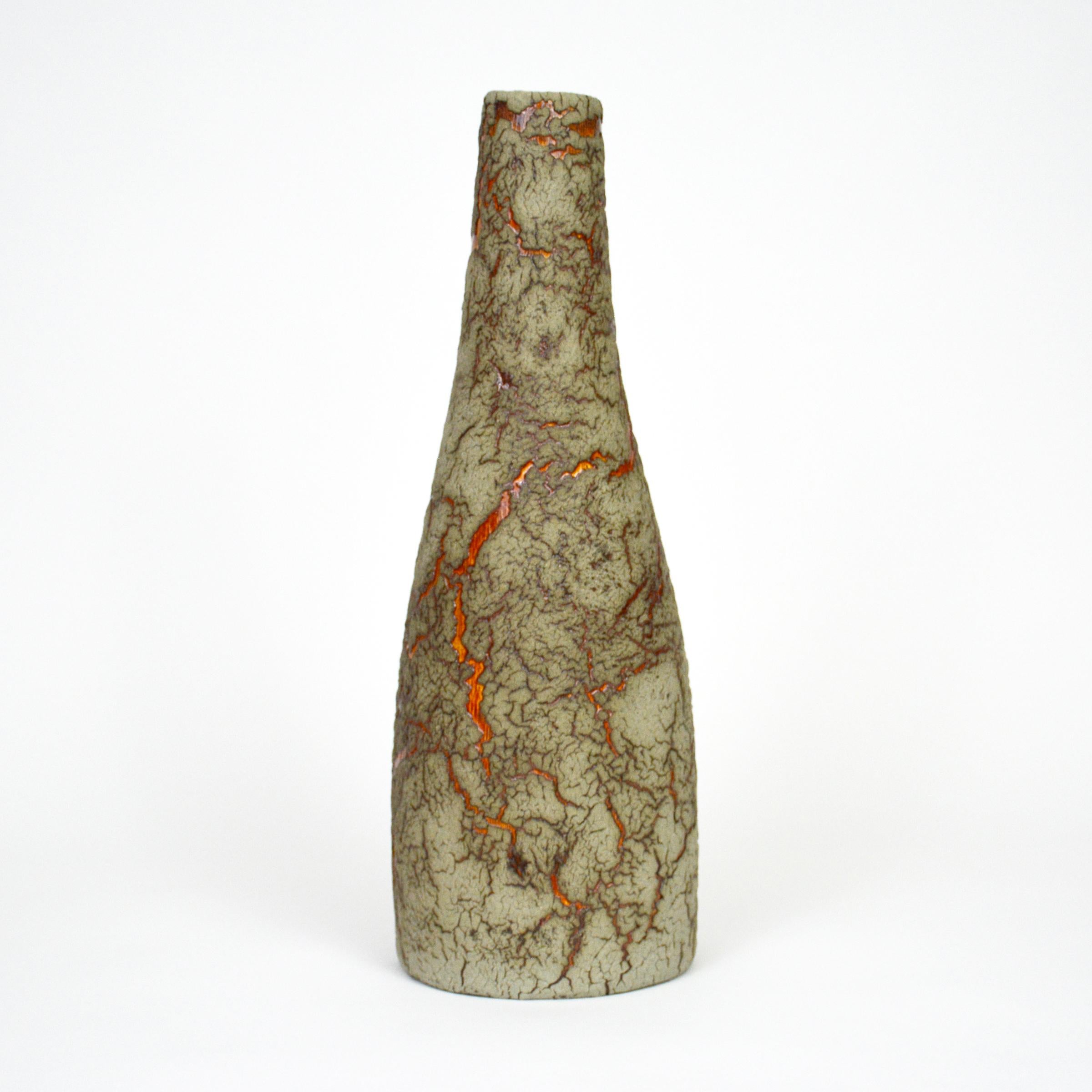 Glazed Ceramic Bottle, Decorative Vase by William Edwards  Mid-Century Modern For Sale