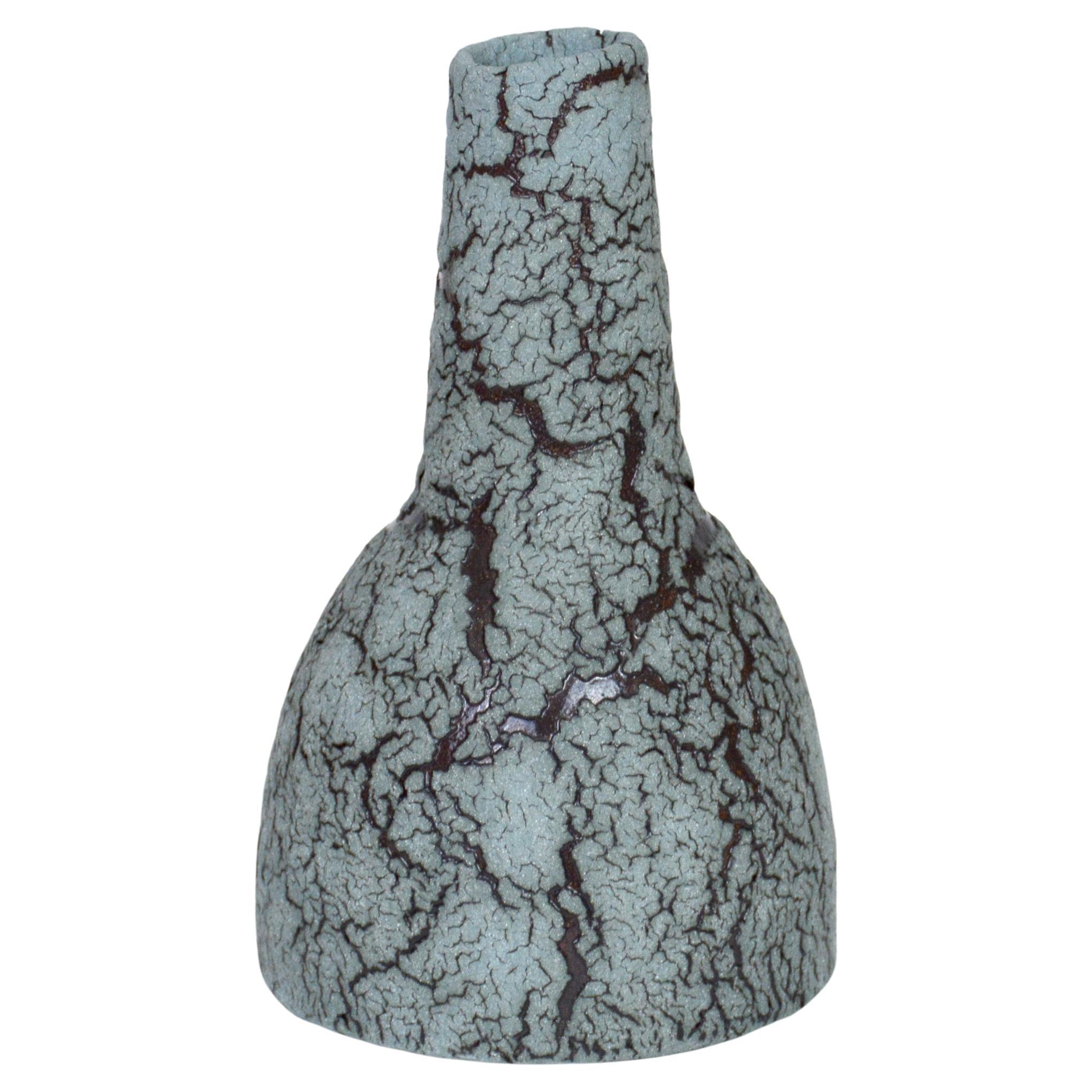 Matte Black Ceramic Bottle Vase with Small Gold Luster Lip by Sandi