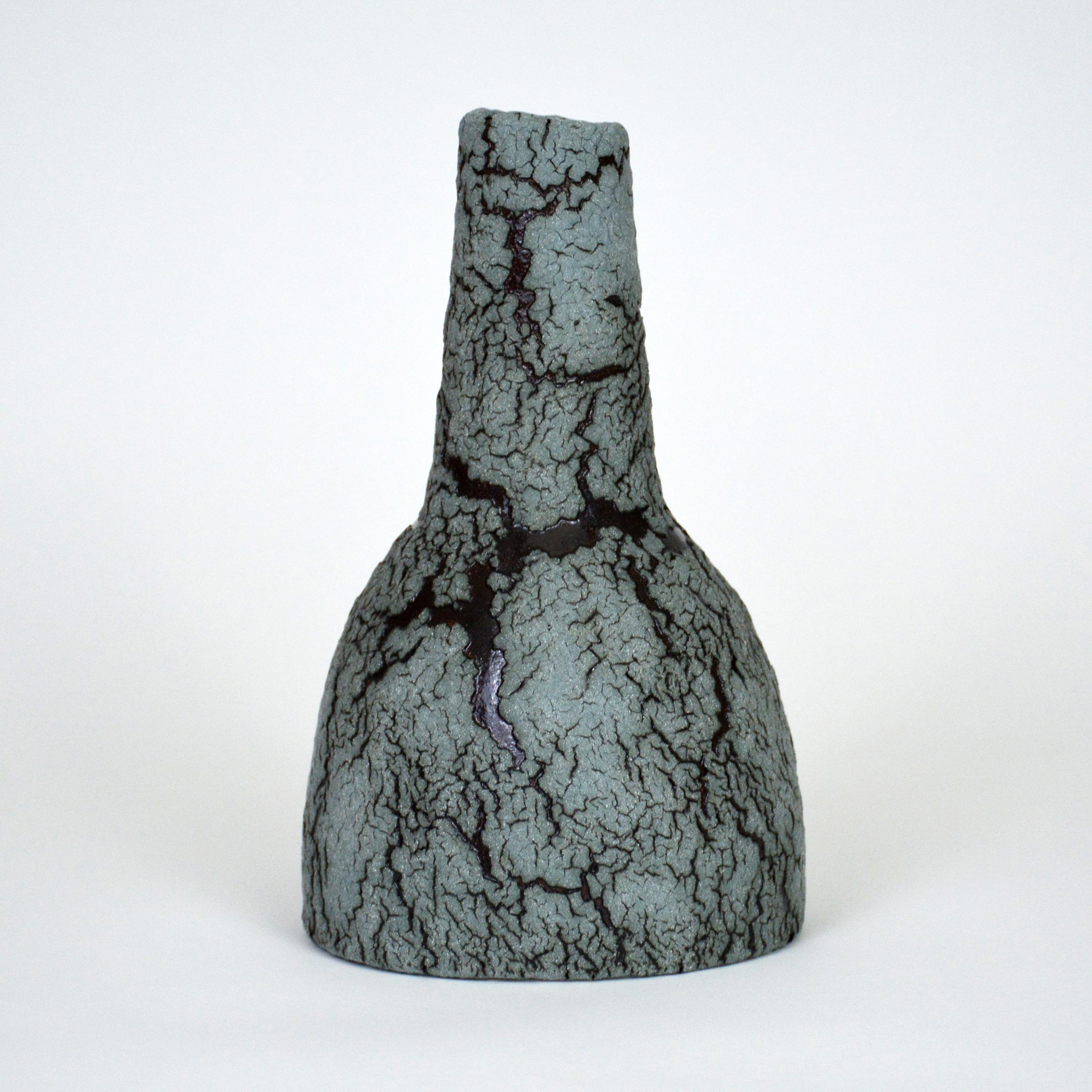 American Ceramic Bottle, Decorative Vase by William Edwards   Mid-Century Modern For Sale