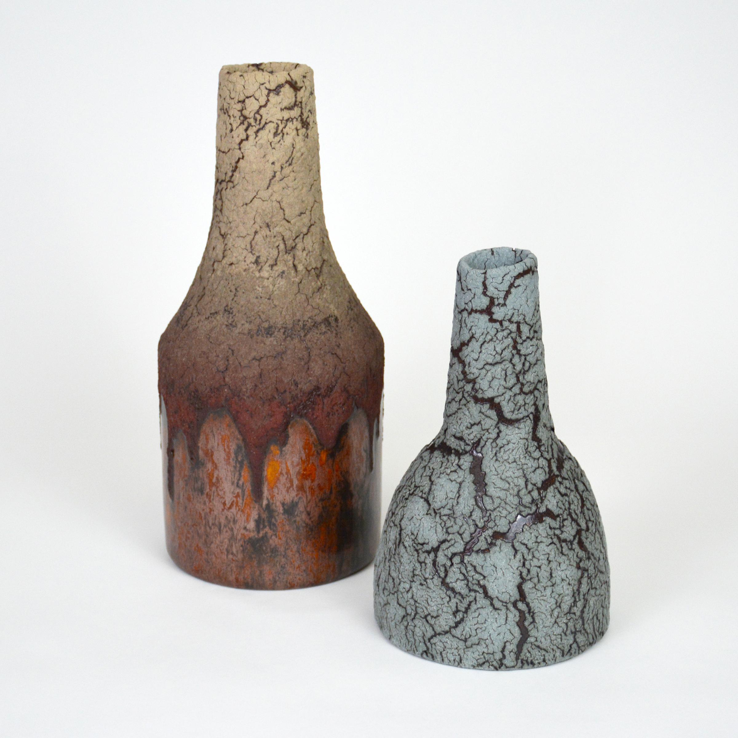 Glazed Ceramic Bottle, Decorative Vase by William Edwards   Mid-Century Modern