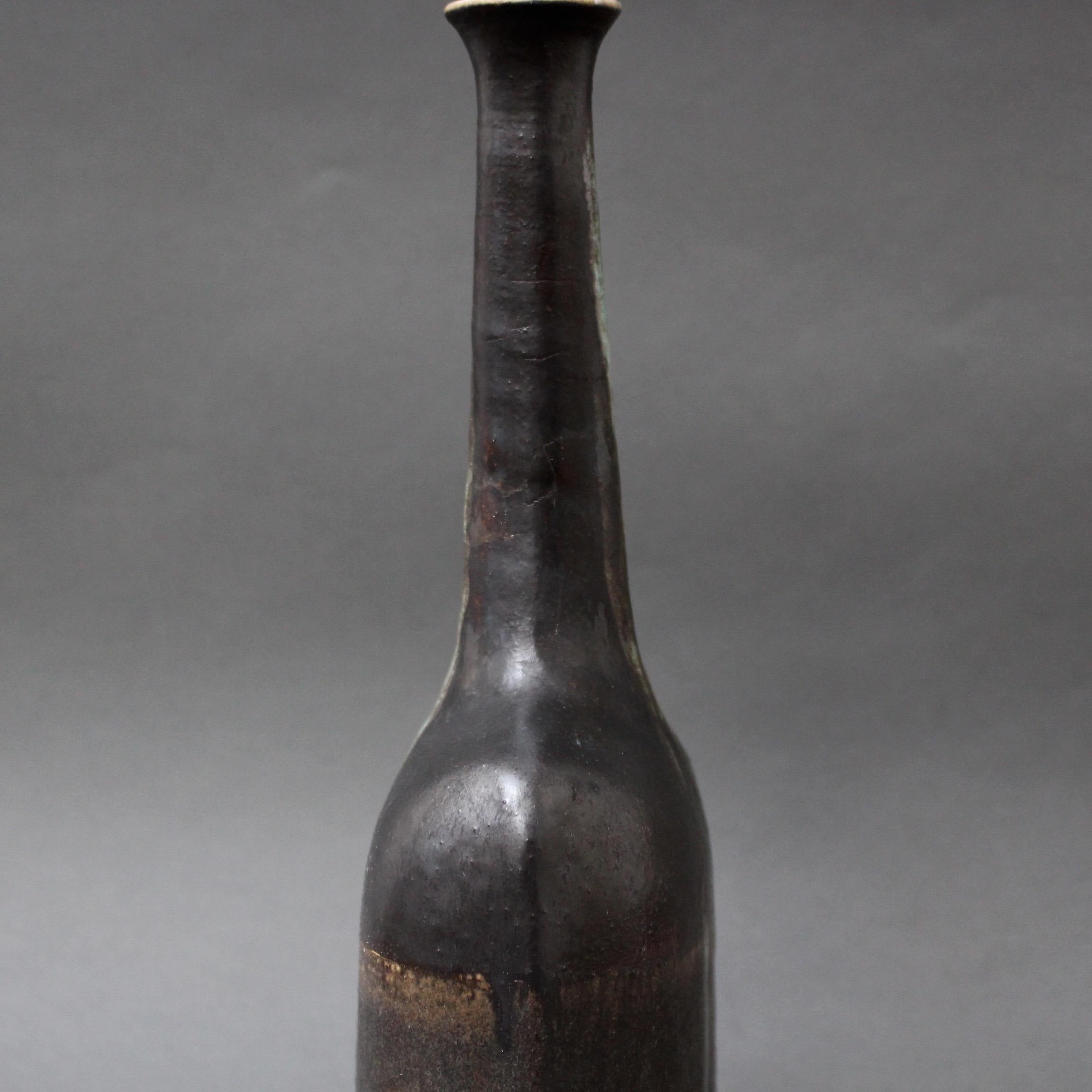 Ceramic Bottle-Shaped Black Decorative Vase by Bruno Gambone, circa 1980s 3