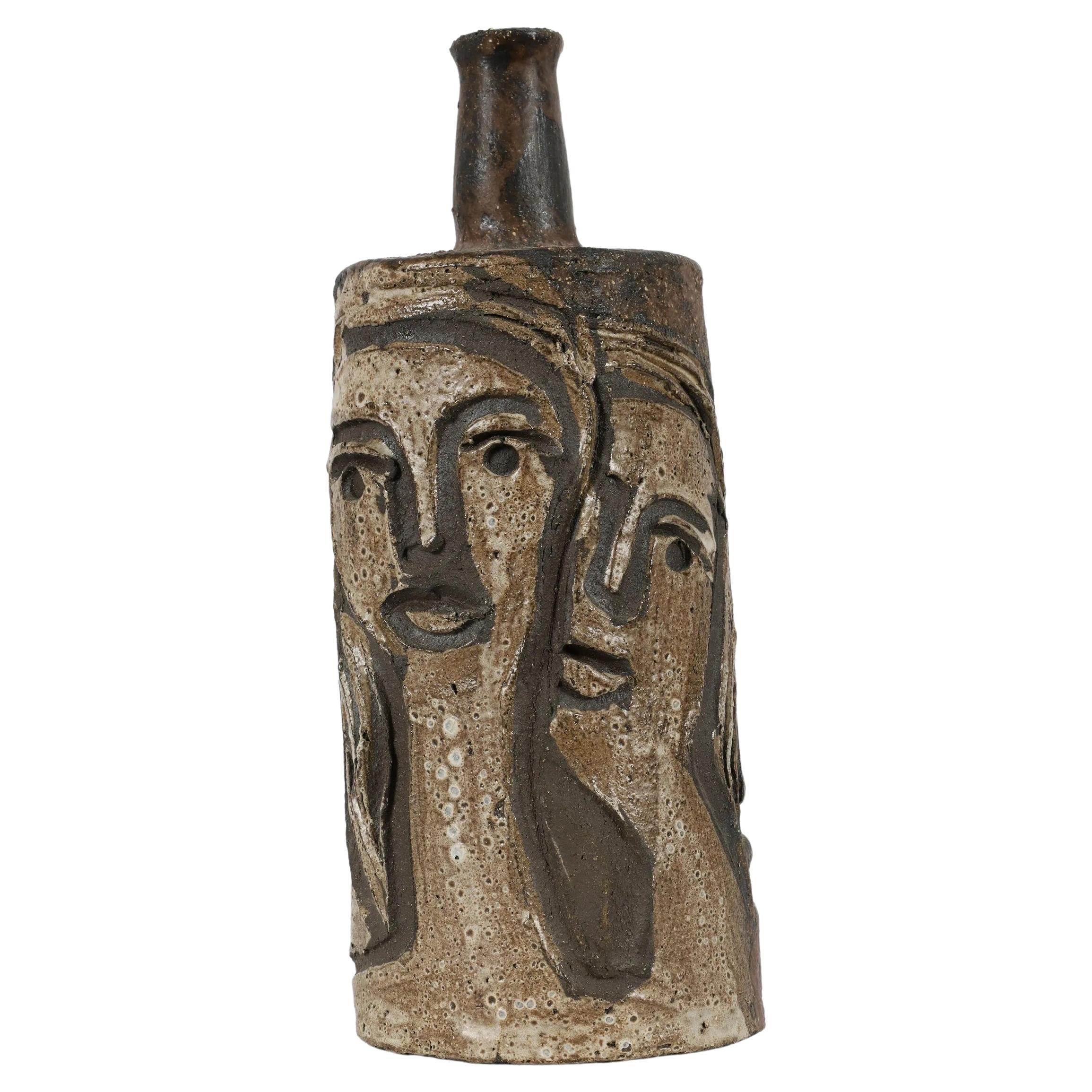 Ceramic Bottle Shaped Vase by Charles Sucsan For Sale