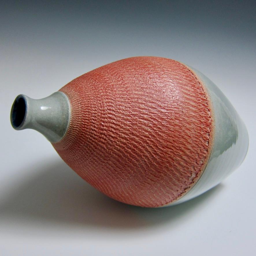 Modern Ceramic Bottle With Chattering by Jason Fox For Sale