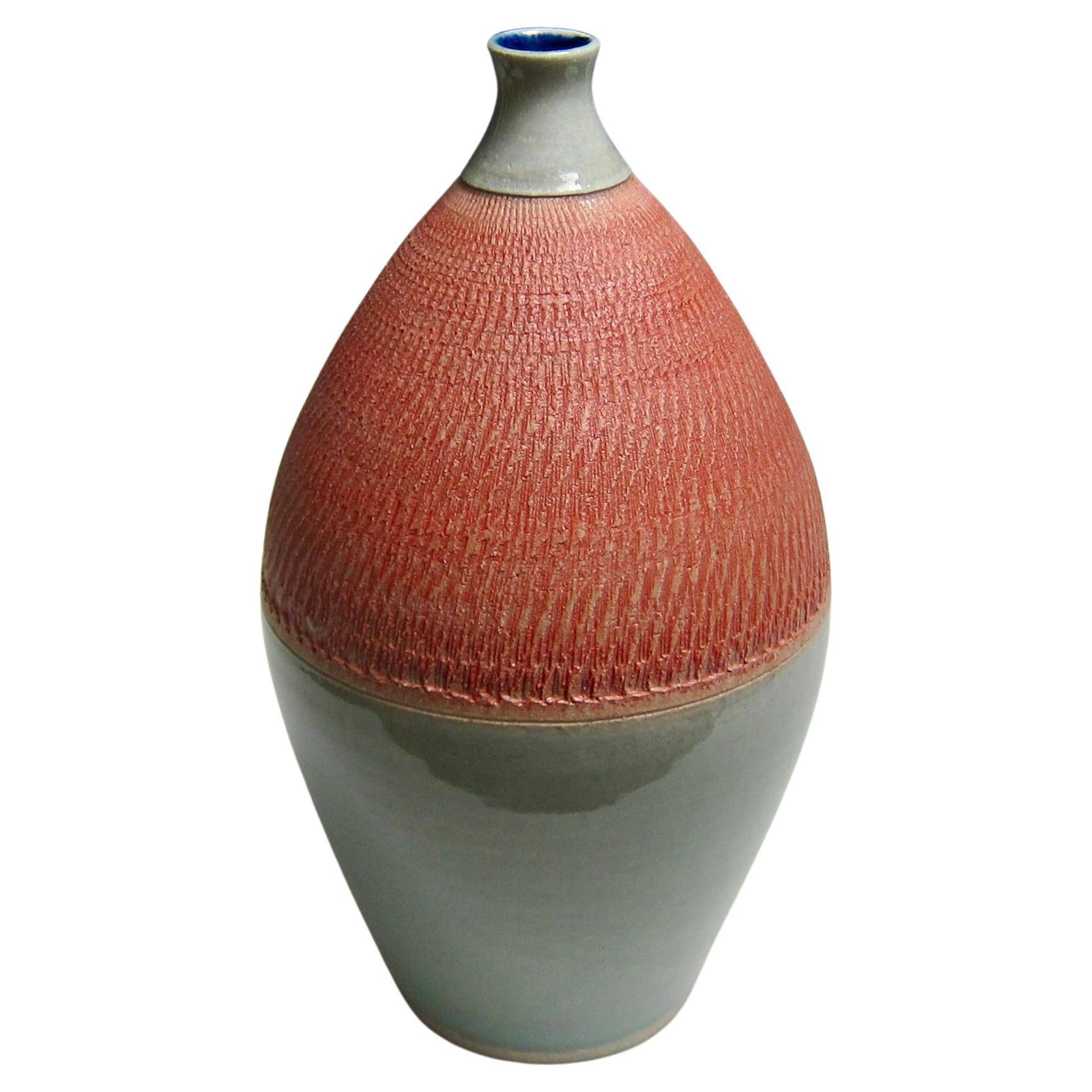 Ceramic Bottle With Chattering by Jason Fox For Sale