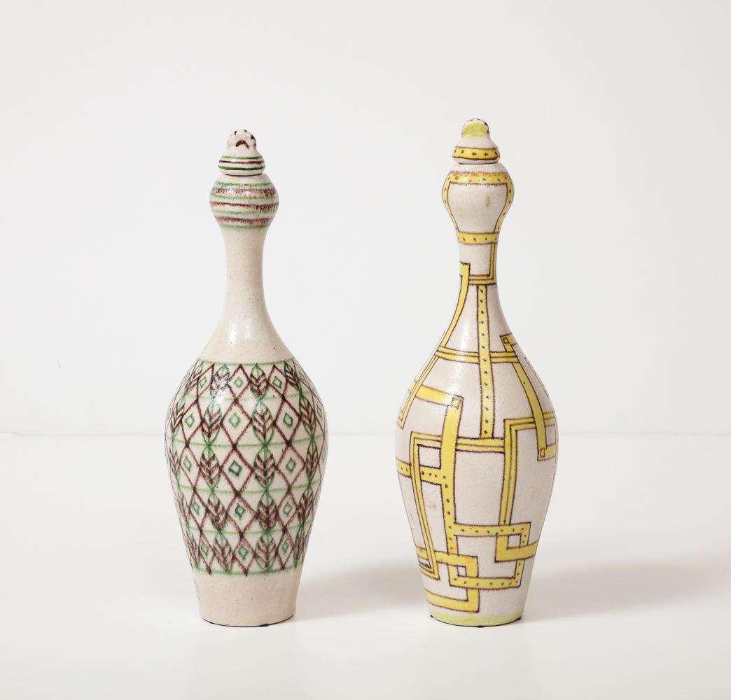 Hand-Crafted Ceramic Bottle with Stopper by Guido Gambone For Sale